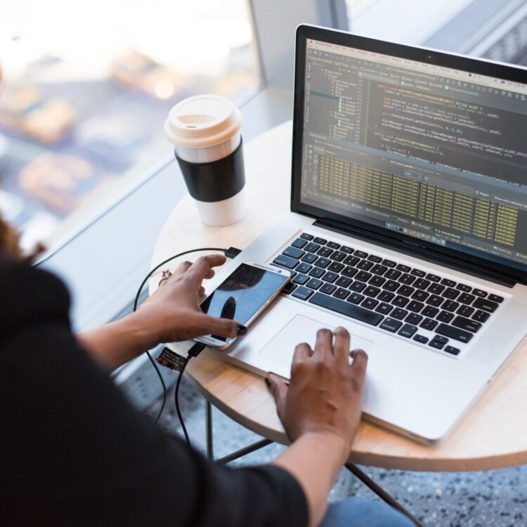 Woman using a laptop