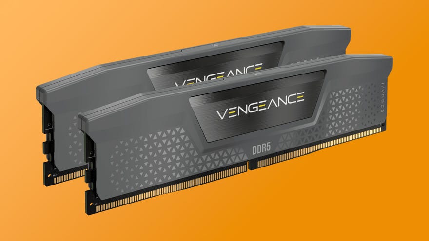 corsair vengeance ddr5 dual-channel memory on a coloured background