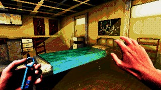 A hand clutches a key in a cabin in horror game Eclipsium.