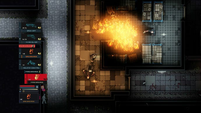 Hiding is harder if you throw grenades, in Intravenous 2, a topdown tactical shooter.