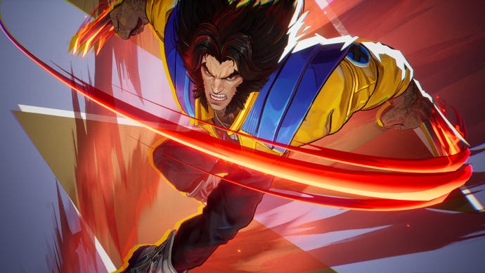 Wolverine in Marvel Rivals slashes towards the camera with his claws.