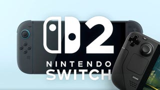 The Nintendo Switch 2 reveal with a Steam Deck poking into frame.