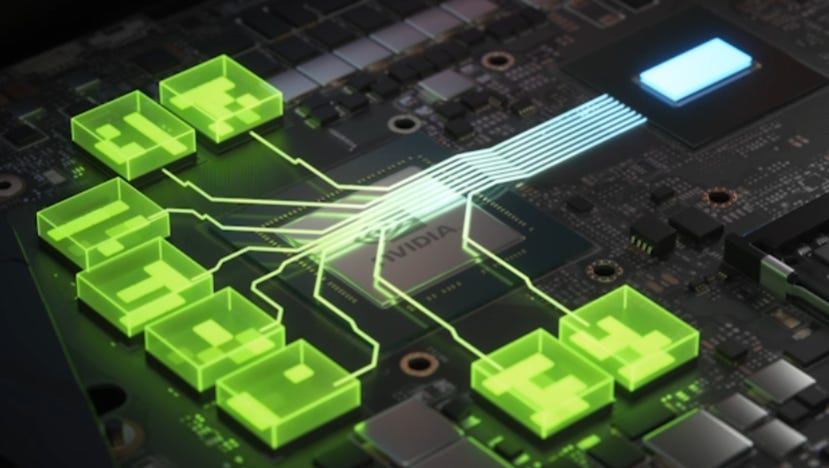 A stylised Nvidia graphic showing how Resizable BAR helps GPUs draw more from their available memory.