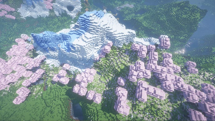 Screenshot of the Pink and White Minecraft seed